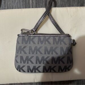 Michael Kors Gray MK Monogram Wristlet with Matching Scarf